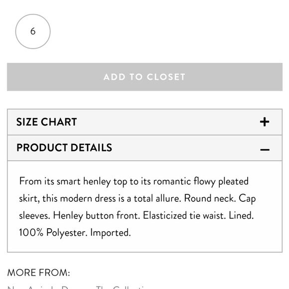 LOFT Henley Top Pleated Skirt Round Neck Cap Sleeve Dress Navy Office Size 6 - Picture 12 of 12